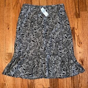 NWT Ann Taylor LOFT Wool Blend Black & Gray Floral Flock Skirt Women’s Size 2